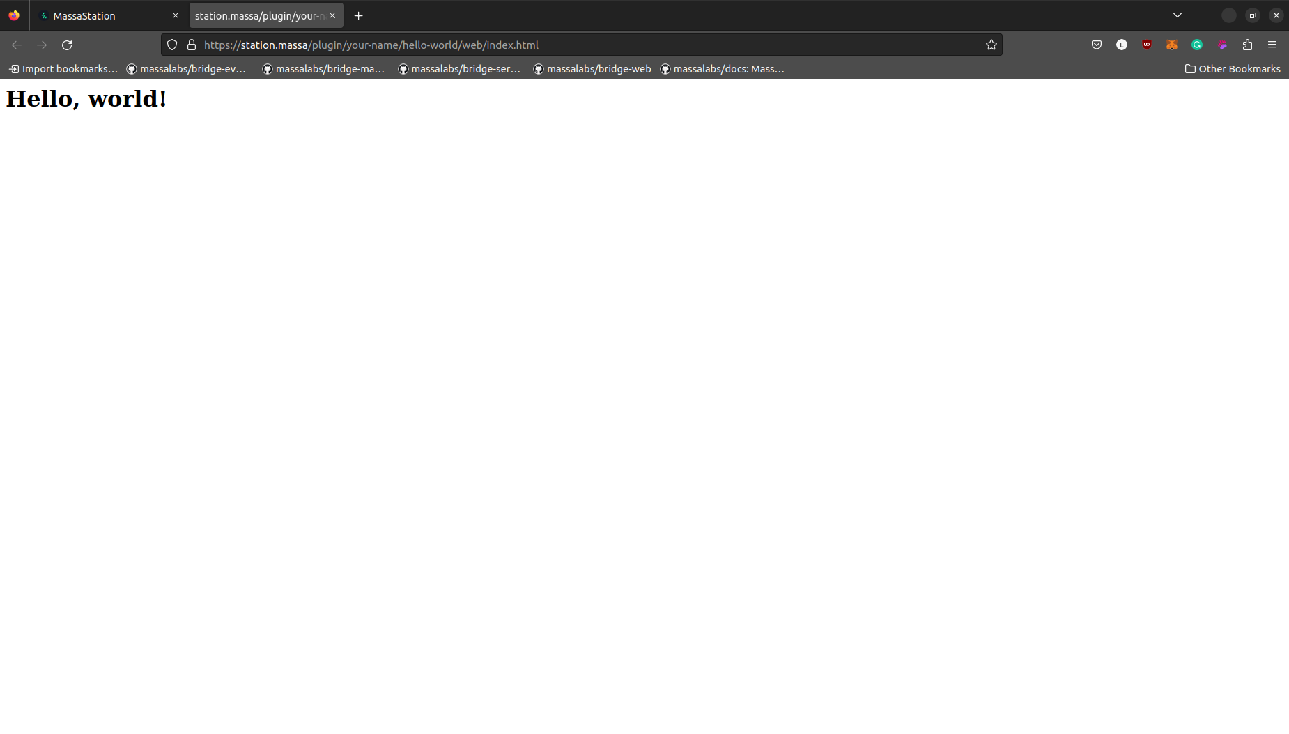 Hello world page